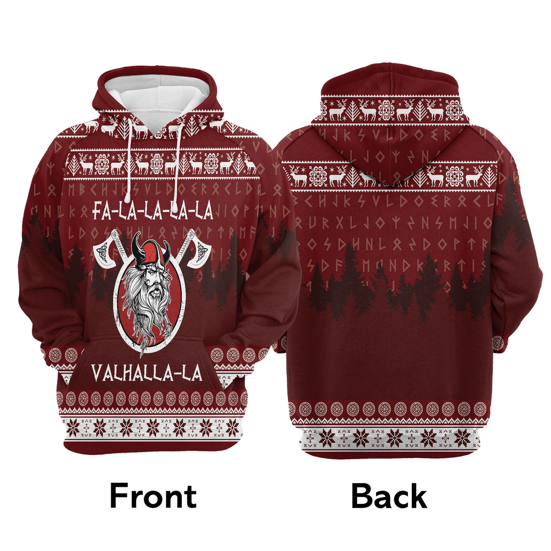 Viking Premium Christmas Hoodie, Fa-la-la-la-la Valhalla-la Viking Unisex Hoodie For Men & Women - Perfect Gift For Christmas, Viking Lover
