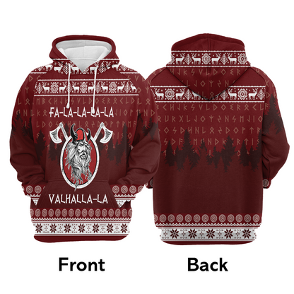 Viking Premium Christmas Hoodie, Fa-la-la-la-la Valhalla-la Viking Unisex Hoodie For Men & Women - Perfect Gift For Christmas, Viking Lover