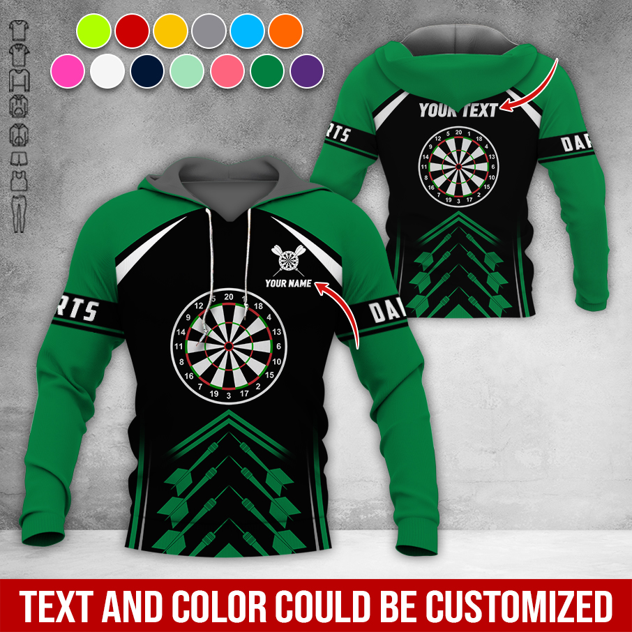 Customized Name & Text Darts Premium Hoodie, Custom Color Darts Pattern For Men & Women Hoodie, Perfect Gift For Darts Lovers, Darts Player