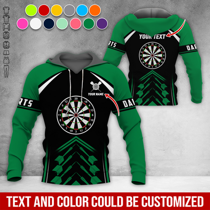 Customized Name & Text Darts Premium Hoodie, Custom Color Darts Pattern For Men & Women Hoodie, Perfect Gift For Darts Lovers, Darts Player