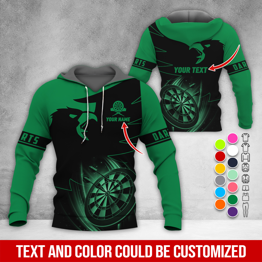 Personalized Darts Black Raven Premium Hoodie, Customized Name & Text Darts Hoodie, Perfect Gift For Darts Lovers, Darts Player