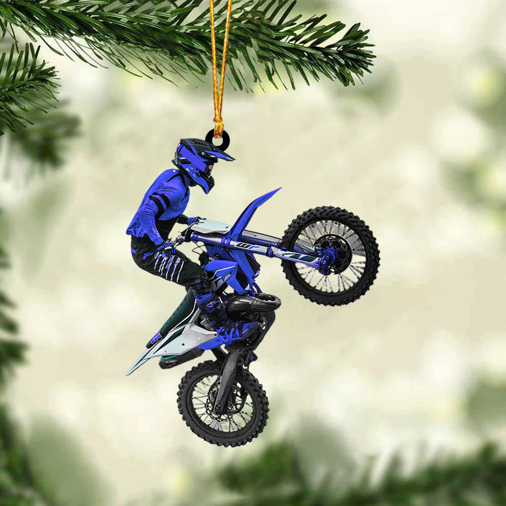 Custom Motocross Biker Acrylic Christmas Ornament, Personalized Motocross Biker Plying Acrylic Christmas Ornament For Motocross Lover