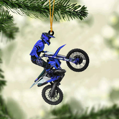Custom Motocross Biker Acrylic Christmas Ornament, Personalized Motocross Biker Plying Acrylic Christmas Ornament For Motocross Lover