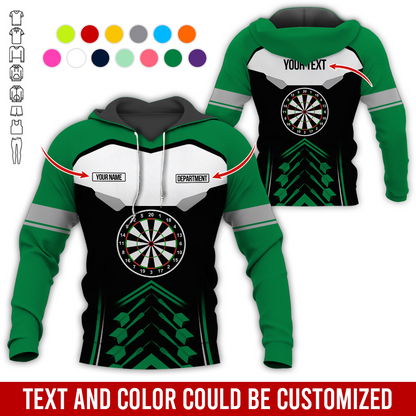 Customized Name, Text & Department Darts Premium Hoodie, Black & White Pattern Darts Hoodie, Perfect Gift For Darts Lovers, Darts Player