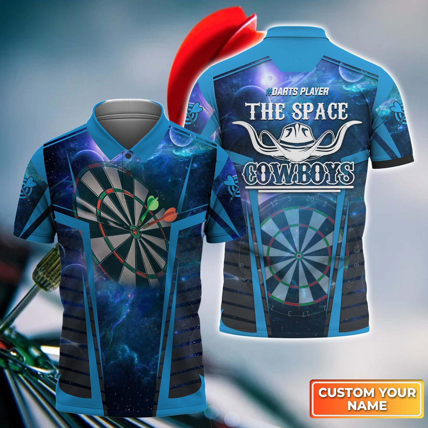 Custom Darts Men Polo Shirt, Personnalized The Space Cowboys Men Polo Shirt - Gift For Darts Players, Darts Lovers, Friend, Family