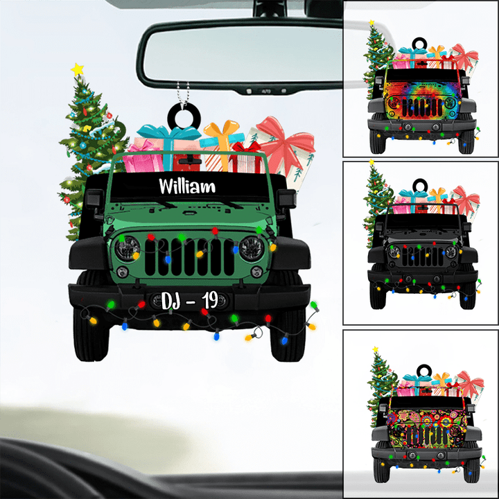 Custom Jeep Acrylic Car Hanging Ornament, Personalized Jeep Car & Christmas Gift Acrylic Car Hanging Ornament For Off-Road Car Lover