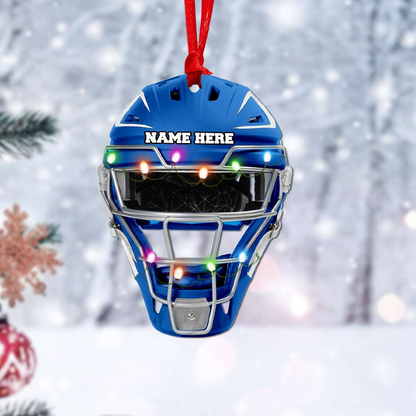 Custom Baseball Acrylic Ornament, Personalized Baseball Helmet With Christmas Light Acrylic Ornament - Perfect Gift For Baseball Lover, Christmas, New Year