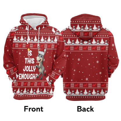 Donkey Premium Christmas Hoodie, Donkey Is This Jolly Enough Unisex Hoodie For Men & Women - Perfect Gift For Christmas, Donkey Lover