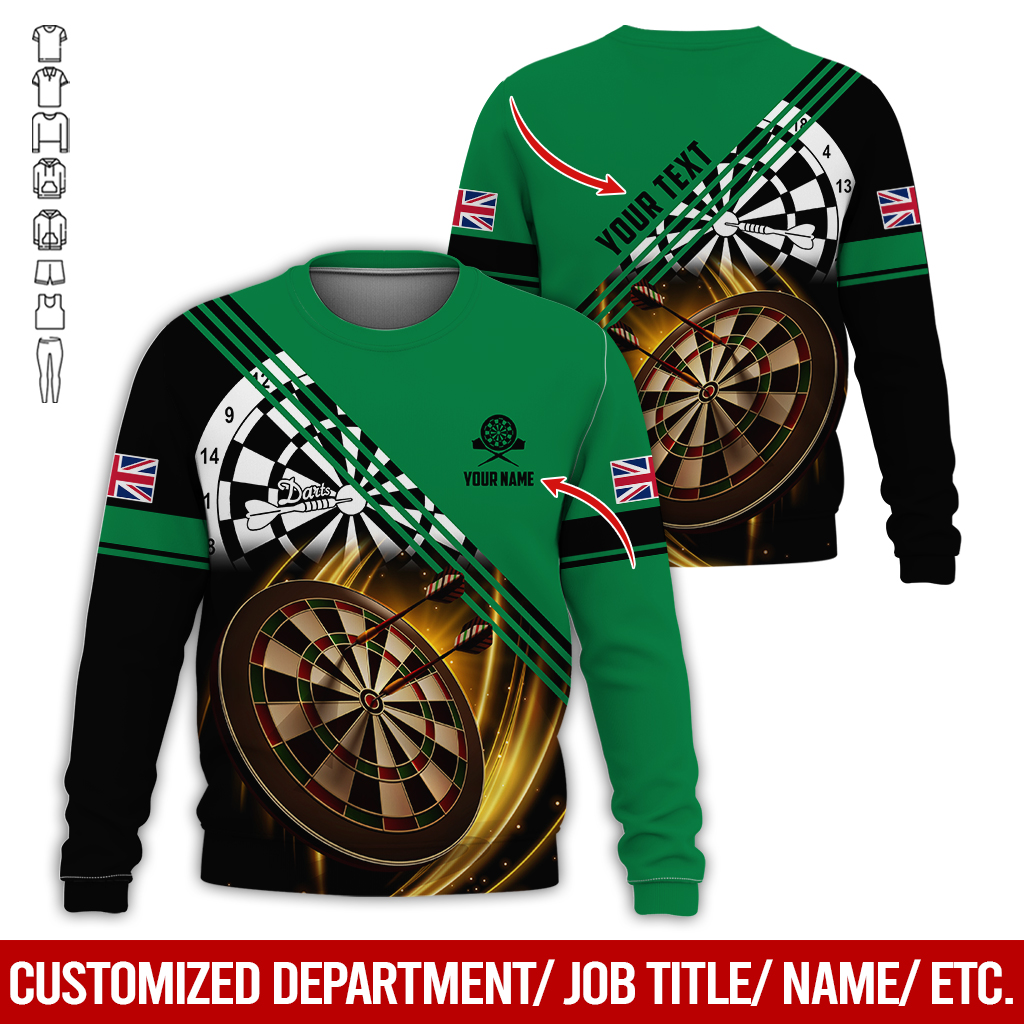 Customized Darts Sweatshirt, Personalized National Flag & Darts Pattern Sweatshirt For Men & Women, Perfect Gift For Darts Lovers, Friend, Family