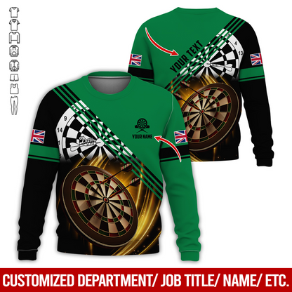 Customized Darts Sweatshirt, Personalized National Flag & Darts Pattern Sweatshirt For Men & Women, Perfect Gift For Darts Lovers, Friend, Family