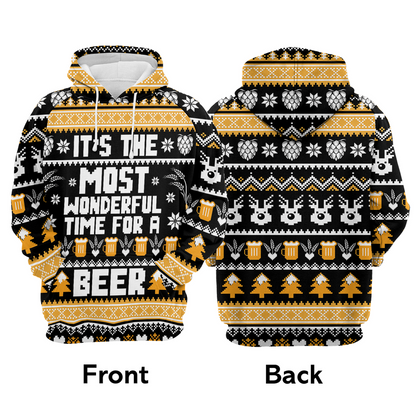 Beer Xmas Premium Christmas Hoodie, It's The Most Wonderful Time For a Beer Unisex Hoodie For Men & Women - Perfect Gift For Christmas, Beer Lovers