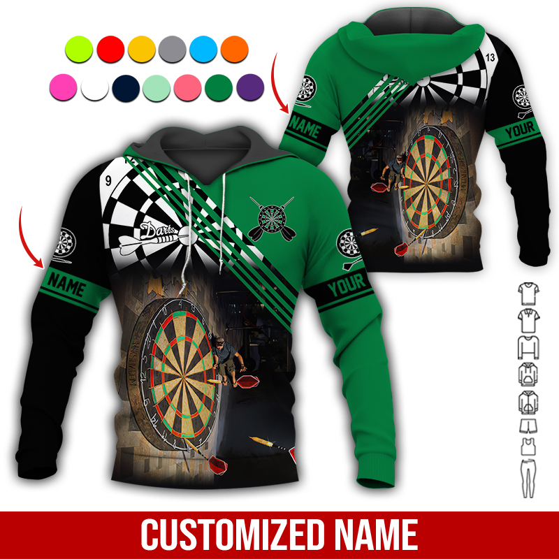 Customized Name Darts Premium Hoodie, Giant Dartboards Black Hoodie, Perfect Gift For Darts Lovers, Friend, Family