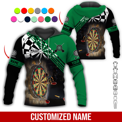 Customized Name Darts Premium Hoodie, Giant Dartboards Black Hoodie, Perfect Gift For Darts Lovers, Friend, Family