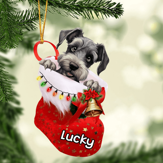 Custom Dog Acrylic Christmas Ornament, Personalized Cesky Terrier Stocking Christmas Acrylic Ornament for Dog Lover, New Year