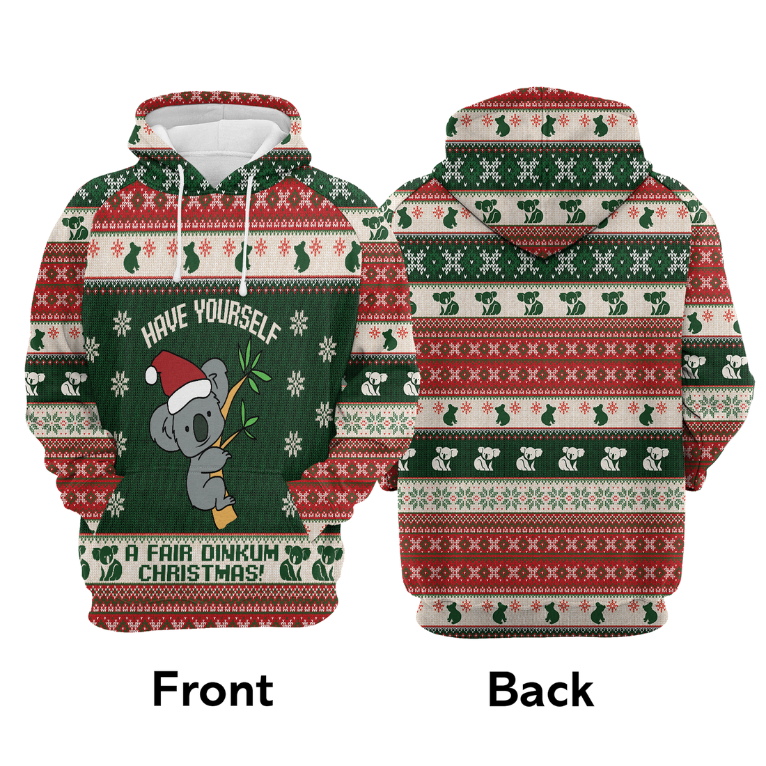 Koala Premium Christmas Hoodie, Koala Fair Dinkum Christmas Unisex Hoodie For Men & Women - Perfect Gift For Christmas, Koala Lover