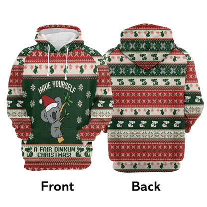 Koala Premium Christmas Hoodie, Koala Fair Dinkum Christmas Unisex Hoodie For Men & Women - Perfect Gift For Christmas, Koala Lover