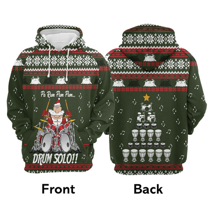 Santa Drum Premium Christmas Hoodie, Funny Santa Drum Solo Unisex Hoodie For Men & Women - Perfect Gift For Christmas, Friends, Family