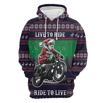 Santa Live To Ride Pullover Premium Hoodie, Perfect Outfit For Men And Women On Christmas New Year Autumn Winter