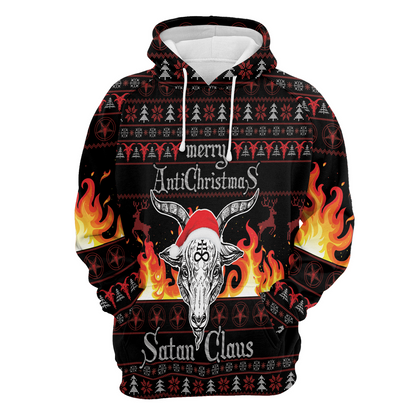 Satan Claus Premium Christmas Hoodie, Fire AntiChristmas Unisex Hoodie For Men & Women - Perfect Gift For Christmas, Friends, Family