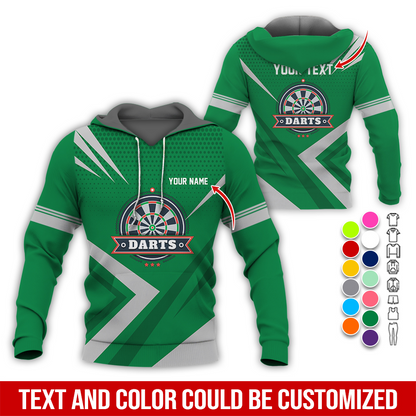 Personalized Name & Text Darts Premium Hoodie, 3 Star Darts Pattern Hoodie, Perfect Gift For Darts Lovers, Friend, Family