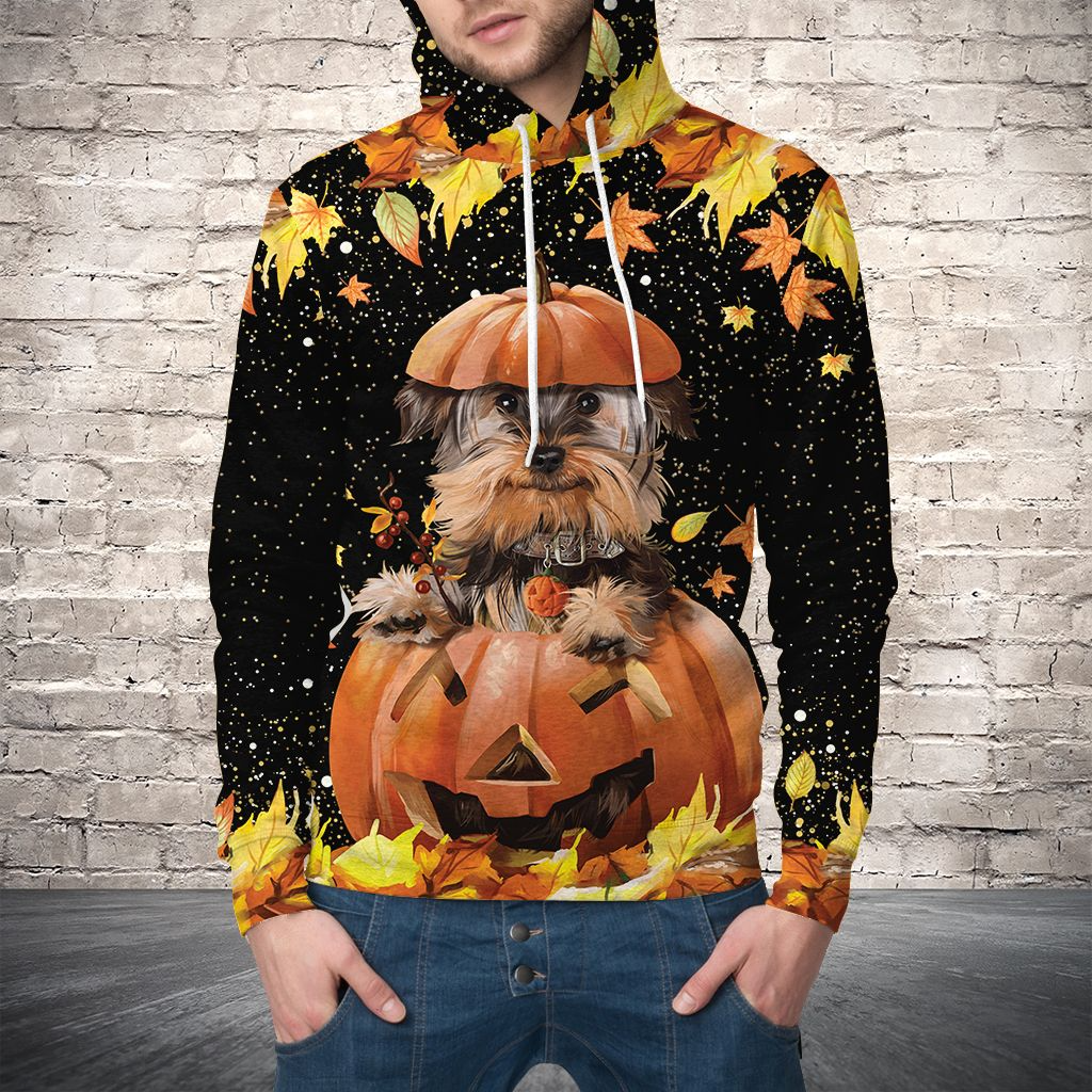 Yorkshire Terrier Fall Halloween Pullover Premium Hoodie, Perfect Outfit For Men And Women On Christmas New Year Autumn Winter