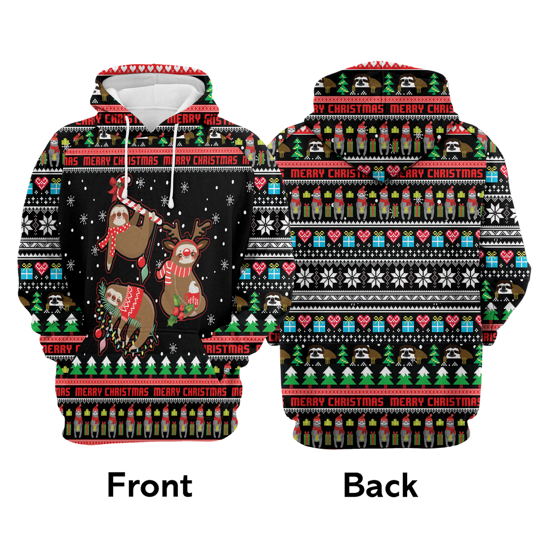 Sloth Premium Christmas Hoodie, Sloth Christmas Pattern Unisex Hoodie For Men & Women - Perfect Gift For Christmas, Sloth Lover