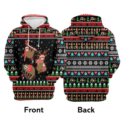 Sloth Premium Christmas Hoodie, Sloth Christmas Pattern Unisex Hoodie For Men & Women - Perfect Gift For Christmas, Sloth Lover