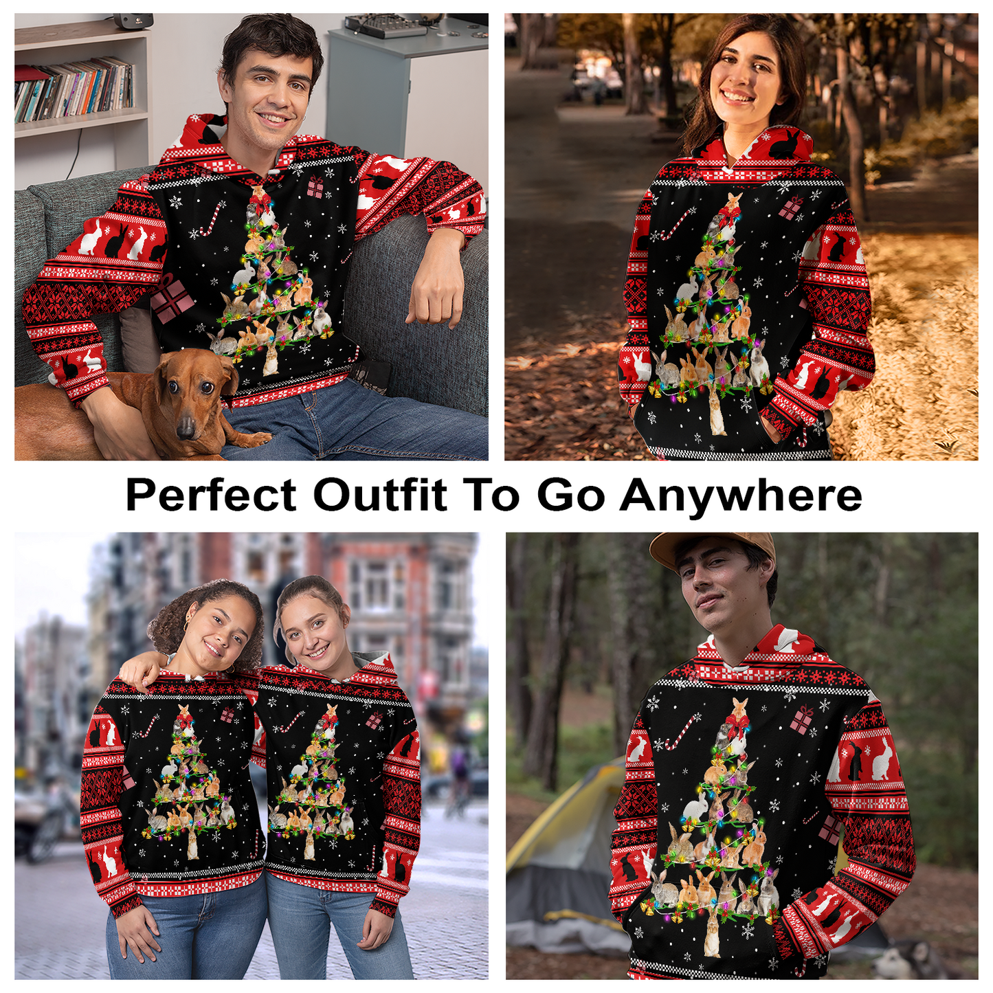 Awesome Rabbit Pine Christmas Pullover Premium Hoodie, Perfect Outfit For Men And Women On Christmas New Year Autumn Winter