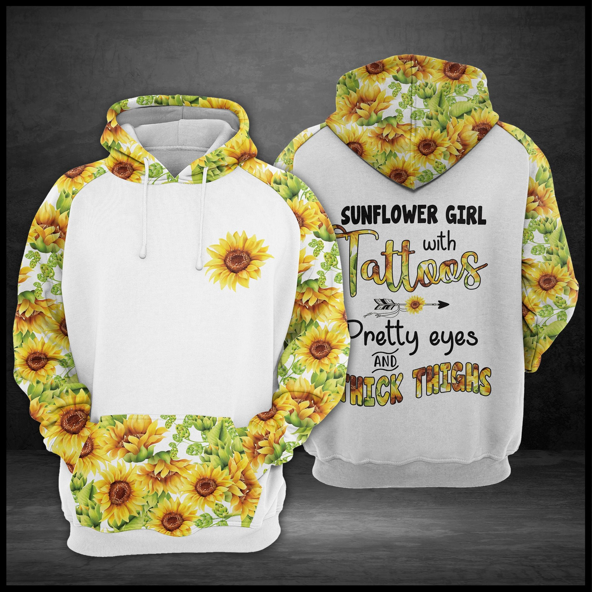 Sunflower Girl With Tattoos Pullover Premium Hoodie, Perfect Outfit For Men And Women On Christmas New Year Autumn Winter