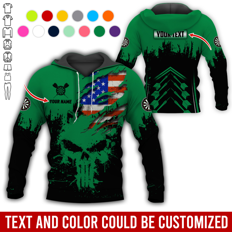 Customized Name & Text Darts Premium Hoodie, Custom National Flag Darts Hoodie For Men & Women, Perfect Gift For Darts Lovers, Darts Player