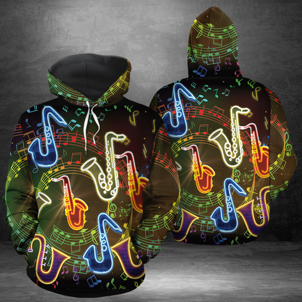 Saxophone Neon Light Christmas Pullover Premium Hoodie, Perfect Outfit For Men And Women On Christmas New Year Autumn Winter