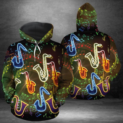 Saxophone Neon Light Christmas Pullover Premium Hoodie, Perfect Outfit For Men And Women On Christmas New Year Autumn Winter