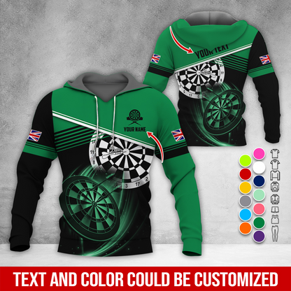 Customized Name & Text Darts Premium Hoodie, Custom Your Flag Hoodie, Perfect Gift For Darts Lovers, Friend, Family