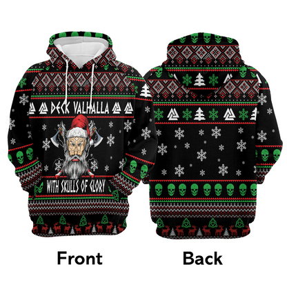 Viking Premium Christmas Hoodie, Viking Deck Valhalla With Skulls Of Glory Unisex Hoodie For Men & Women - Perfect Gift For Christmas, Friends, Family
