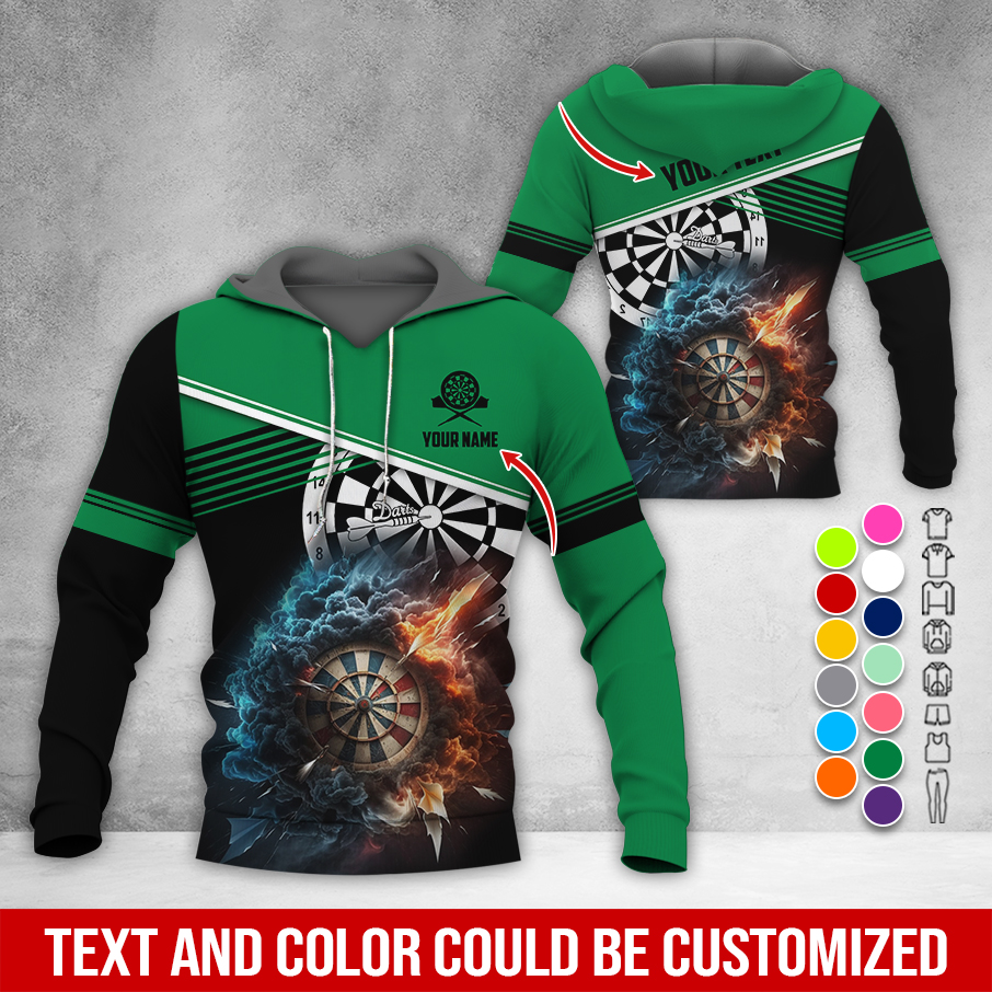 Personalized Name & Text Darts Premium Hoodie, Darts & Storm Pattern Hoodie, Perfect Gift For Darts Lovers, Friend, Family