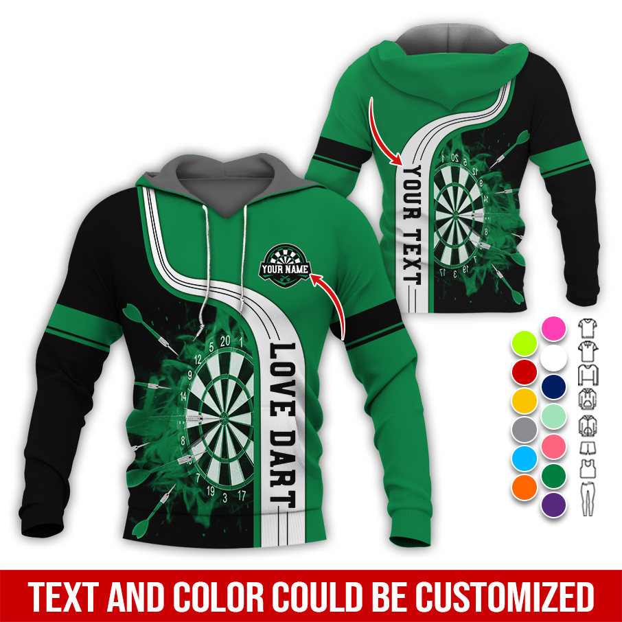 Customized Name & Text Darts Premium Hoodie, Darts Pattern Colorful Hoodie, Perfect Gift For Darts Lovers, Friend, Family