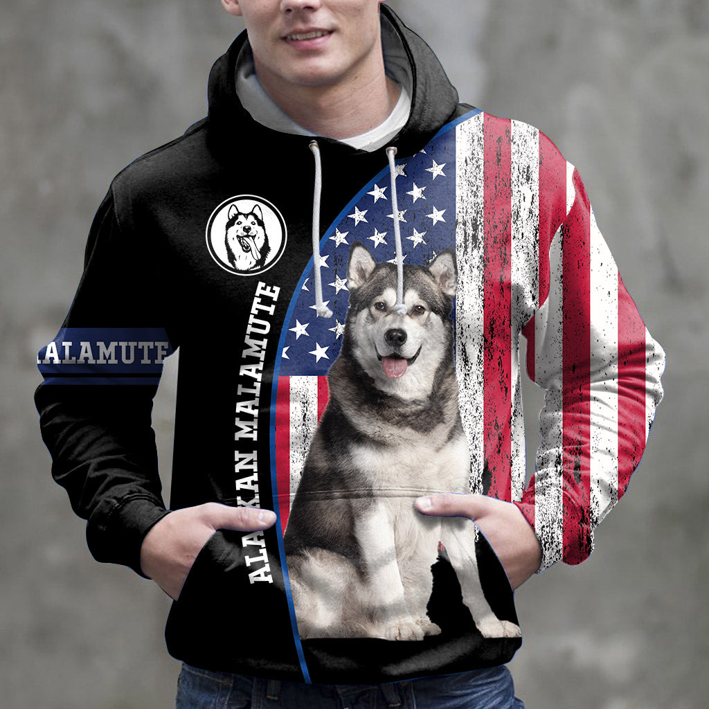 US Flag Alaskan Malamute Pullover Premium Hoodie , Perfect Outfit For Men And Women On Christmas New Year Autumn Winter