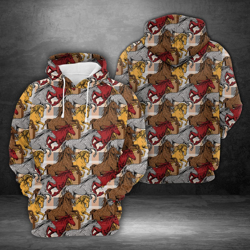 The Running Beautiful Horses Pullover Premium Hoodie , Perfect Outfit For Men And Women On Christmas New Year Autumn Winter