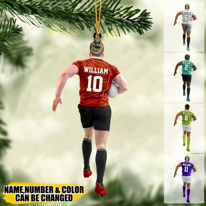 Custom American Football Acrylic Christmas Ornament, Personalized Rugby Male, Boy, Man Player Acrylic Ornament For American Football Lover