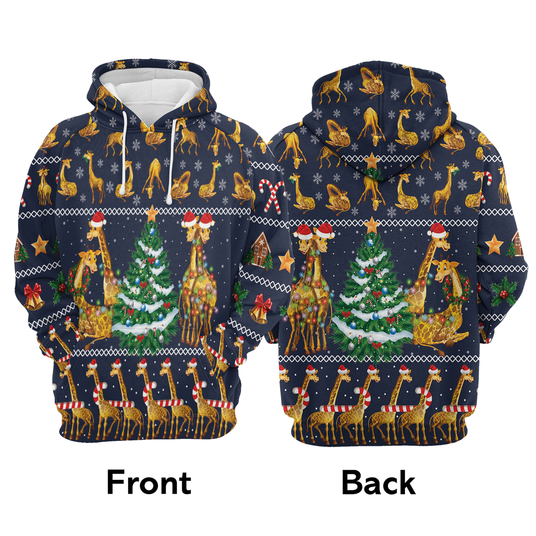Giraffe Premium Christmas Hoodie, Giraffe Christmas Tree Unisex Hoodie For Men & Women - Perfect Gift For Christmas, Giraffe Lover