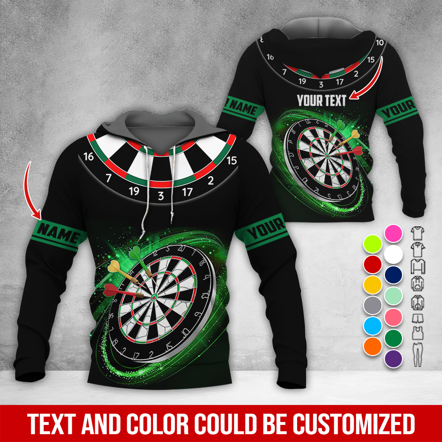 Customized Name & Text Darts Premium Hoodie, Black Pattern Darts Hoodie, Perfect Gift For Darts Lovers, Darts Player
