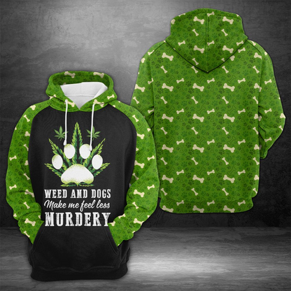 Weed And Dog Pullover Premium Hoodie make Me Feel Less Murdery, Perfect Outfit For Men And Women On Christmas New Year Autumn Winter