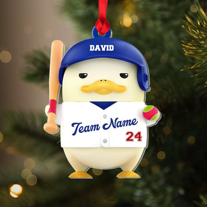 Custom Baseball Acrylic Ornament, Personalized Baseball Funny Duck Acrylic Ornament - Perfect Gift For Baseball Lover, Christmas, New Year