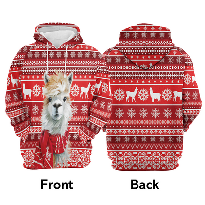 Llama Premium Christmas Hoodie, Cute Festive Llama Unisex Hoodie For Men & Women - Perfect Gift For Christmas, Llama Lover