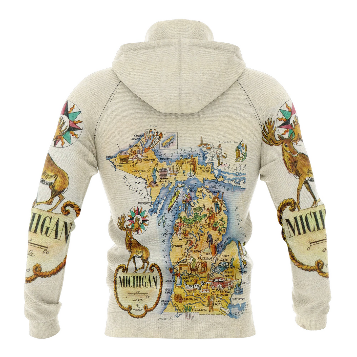 Vintage Michigan Map Pullover Premium Hoodie, Perfect Outfit For Men And Women On Christmas New Year Autumn Winter