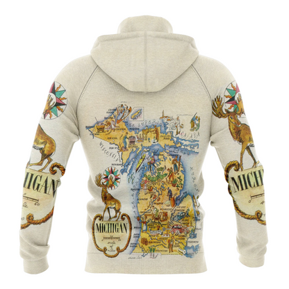 Vintage Michigan Map Pullover Premium Hoodie, Perfect Outfit For Men And Women On Christmas New Year Autumn Winter
