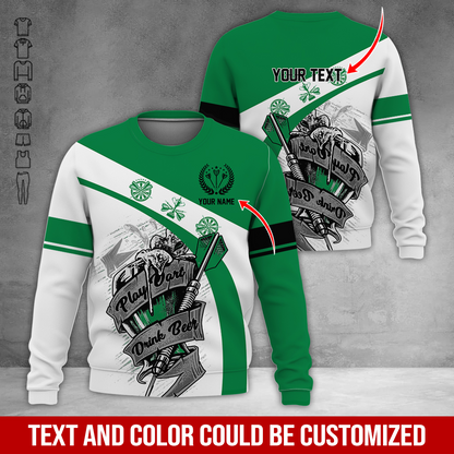 Customized Darts Sweatshirt, Personalized Name & Text Sweatshirt, Play Darts Drink Beer Sweatshirt, Perfect Gift For Darts Lovers, Friend, Family