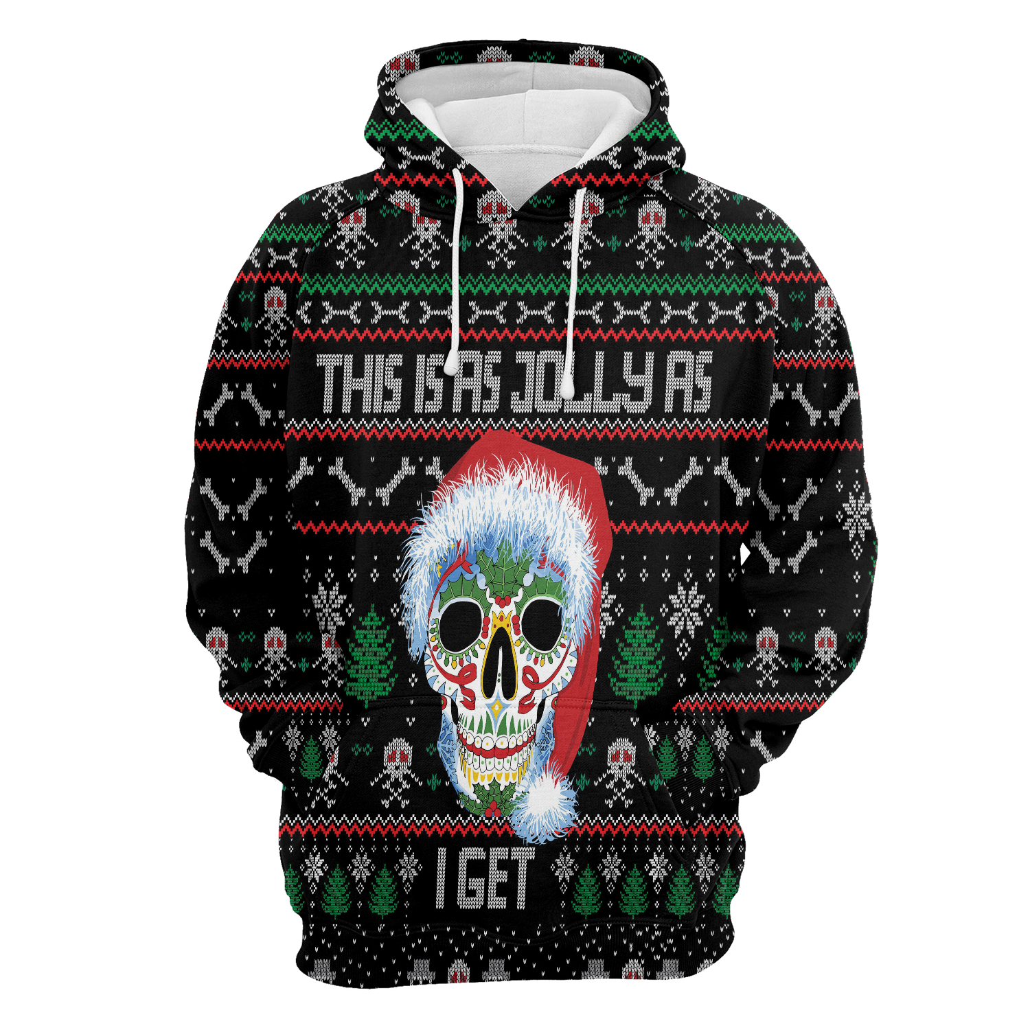 Skull Christmas Pullover Premium Hoodie This Is As Jolly, Perfect Outfit For Men And Women On Christmas New Year Autumn Winter