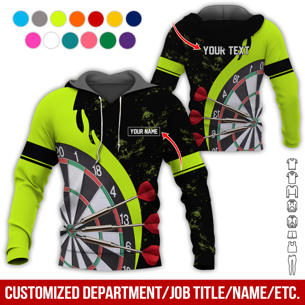 Customized Name & Text Darts Premium Hoodie, Darts & Moss Pattern Hoodie, Perfect Gift For Darts Lovers, Friend, Family
