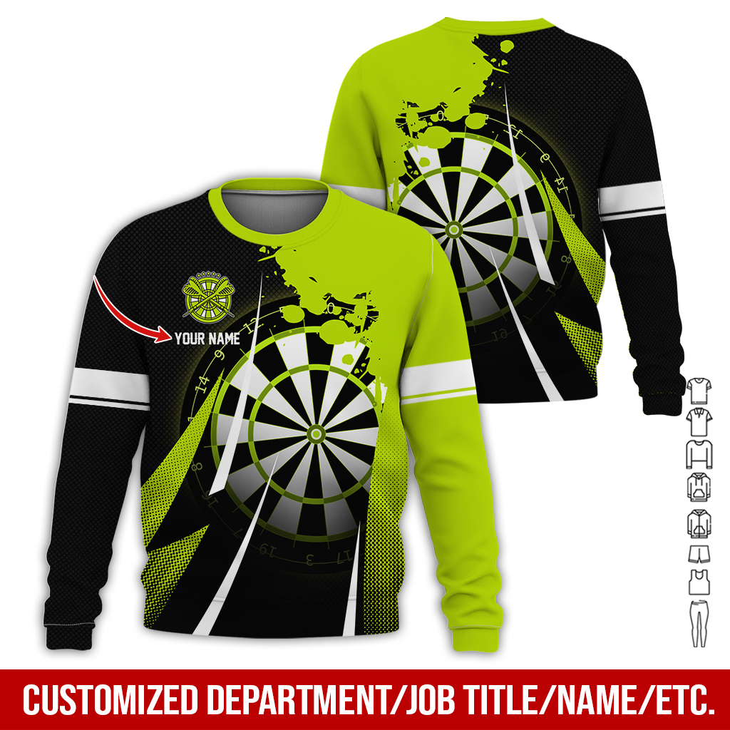 Customized Name Darts Sweatshirt, Ink Spill Pattern Darts Shirts For Men & Women - Gift For Darts Lovers, Friend, Family